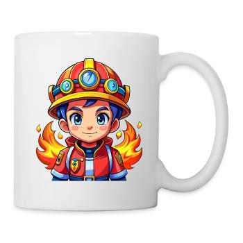 Héros en rouge le pompier - Mug blanc - blanc - Droite