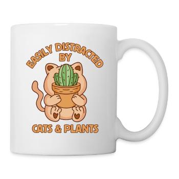 Facilement distrait par les chats et les plantes - Mug blanc - blanc - Droite