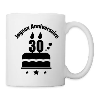 Joyeux Anniversaire 30 ans,cadeau d'anniversaire - Mug blanc - blanc - Droite