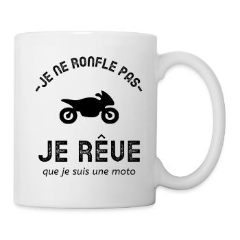 Je ne ronfle pas je rêve que je suis une moto - Mug blanc - blanc - Droite
