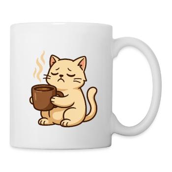 Sleepy Coffee Cat and Coffee Mug - Mug - white - Right