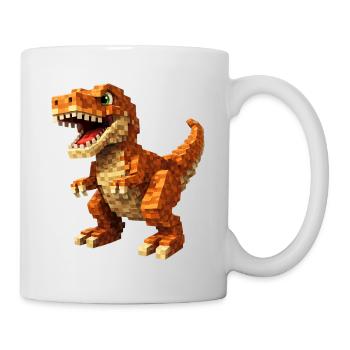 Oranger Pixel-T-Rex - Tasse - Weiß - Rechts