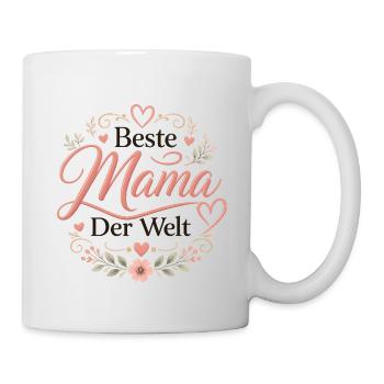 Beste Mama Der Welt Blütenpracht - Tasse - Weiß - Rechts