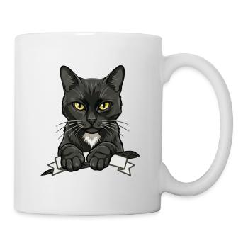 Art de bannière du chat noir - Mug blanc - blanc - Droite