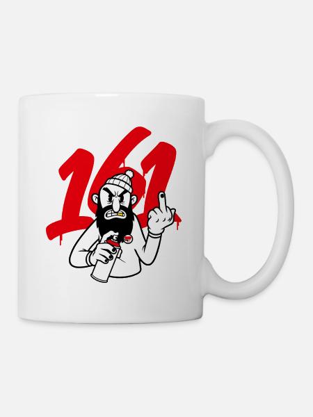 Graffiti-Bärtiger Rebell mit Spray - Tasse - Weiß