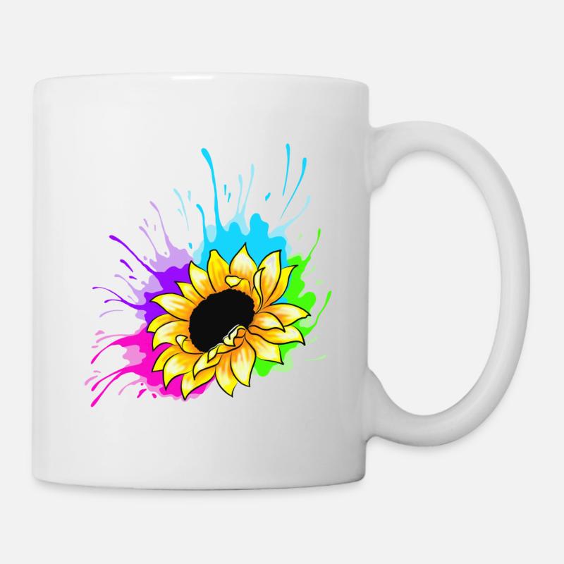 Sonnenblume Splash - Tasse - Weiß