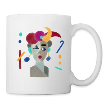 Head woman colorful illustration art gift - Mug - white - Right