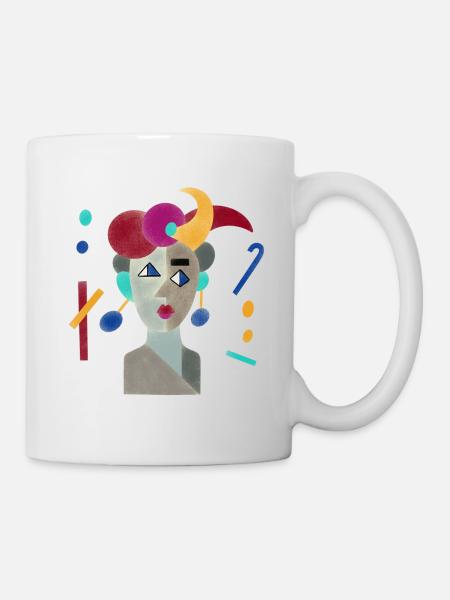 Head woman colorful illustration art gift - Mug - white