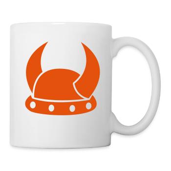 A simple VIKING horned MEDIEVAL helmet - Mug - white - Right
