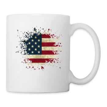 USA Flagge Klecks Spriter Farbfleck Splash Amerika - Tasse - Weiß - Rechts