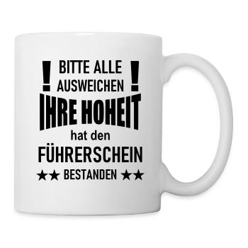 Führerschein bestanden - Tasse - Weiß - Rechts