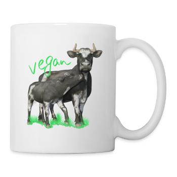 Cow with calf - vegan - Mug - white - Right