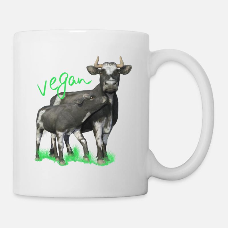 Vache au veau - vegan - Mug blanc - blanc