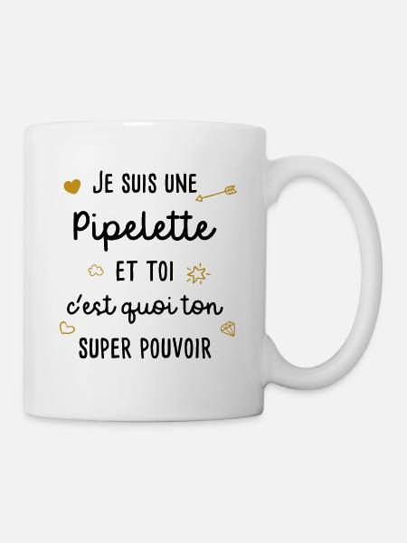 Cadeau Drôle pour un Pipelette Fille Humour Mignon - Mug blanc - blanc