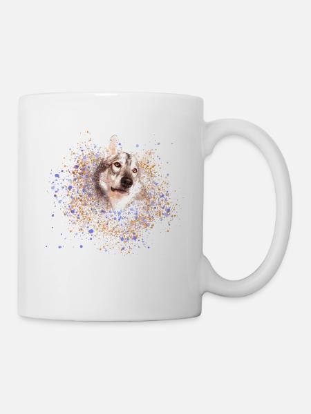 wolfhund, husky,graffiti, ,malerei,, braun, wolf - Tasse - Weiß