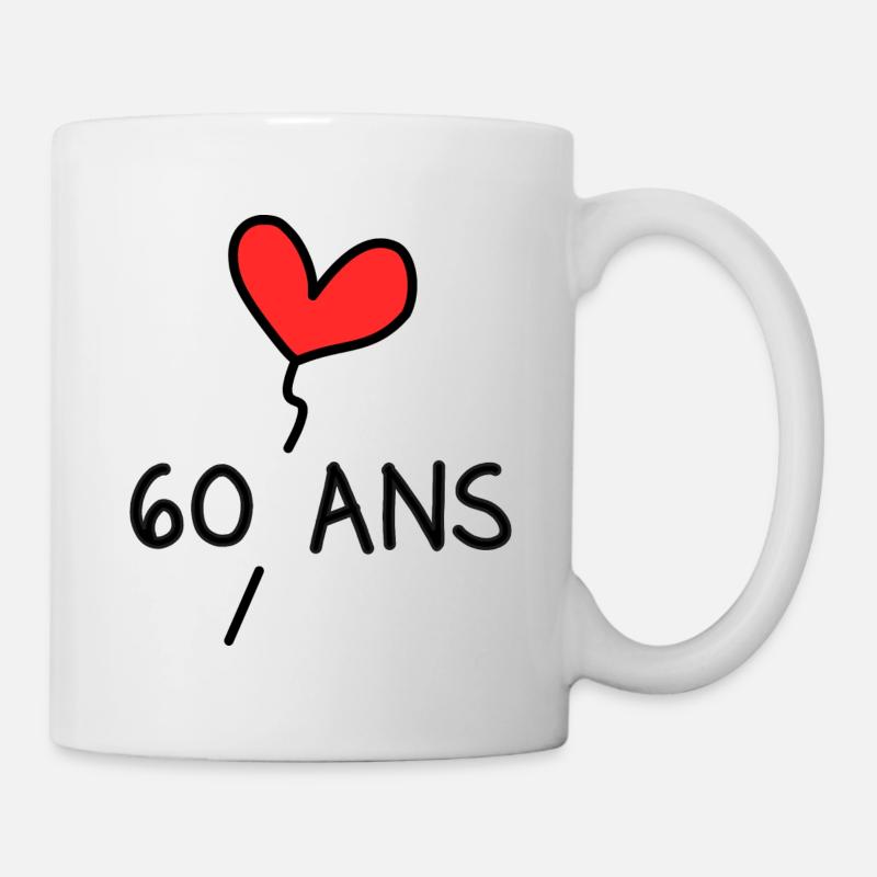 60 ANS. 60e ANNIVERSAIRE. ANNIVERSAIRE 60 ANS. 60 - Mug blanc - blanc