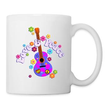 Retro Flower Power Guitar - Love And Peace 1 - Mug - white - Right