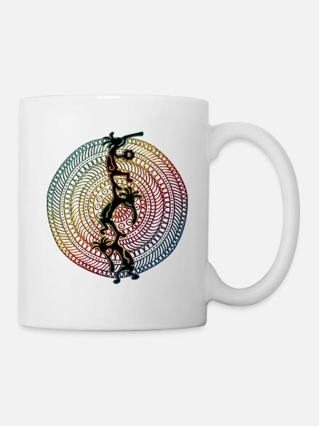 Kokopelli Musician Acrobats - Mandala 1 - Mug blanc - blanc