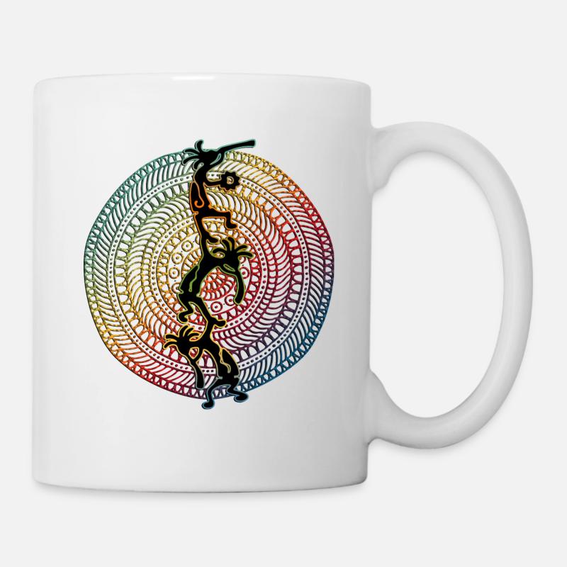Kokopelli Musician Acrobats - Mandala 1 - Tasse - Weiß