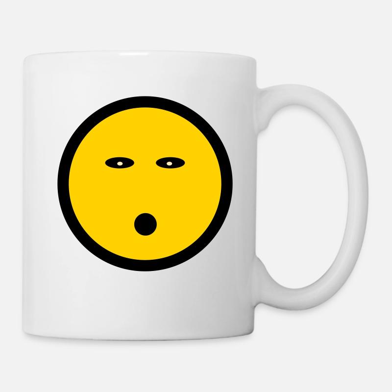 Energieloses Emoticon - Bildsymbol - Strichgesicht - Tasse - Weiß