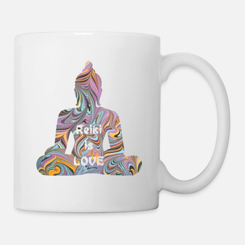 reiki mit buddha e 14 - Tasse - Weiß