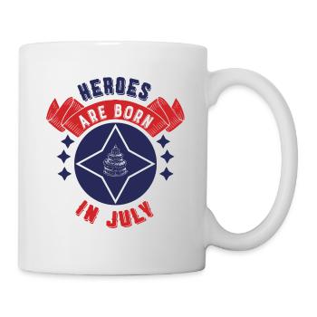 Les héros naissent en juillet - Mug blanc - blanc - Droite