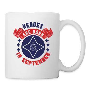 Les héros naissent en septembre - Mug blanc - blanc - Droite