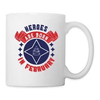 Les héros naissent en février - Mug blanc - blanc - Droite