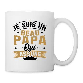 Je suis un Beau papa qui assure cadeau beau-papa - Mug blanc - blanc - Droite