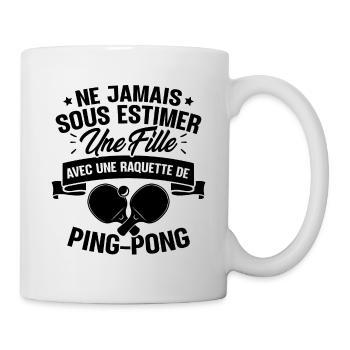 Une fille et joueur de ping-pong - Mug blanc - blanc - Droite