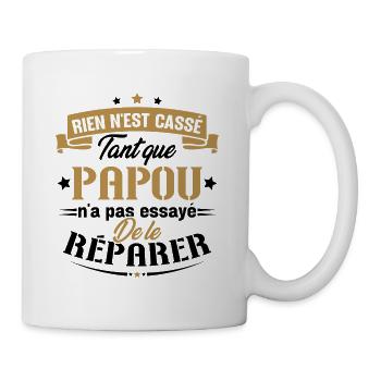 Rien n'est cassé tant que papou le réparer cadeau - Mug blanc - blanc - Droite