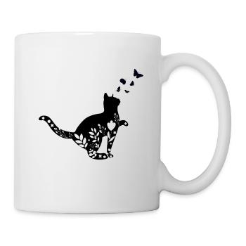 Blumenkatze, Blumentier, niedliche Katze, Katze, Katzenliebe - Tasse - Weiß - Rechts
