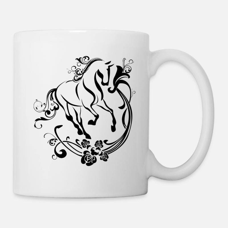Eleganter Schwarzweiß-Pferd-Entwurf - Tasse - Weiß