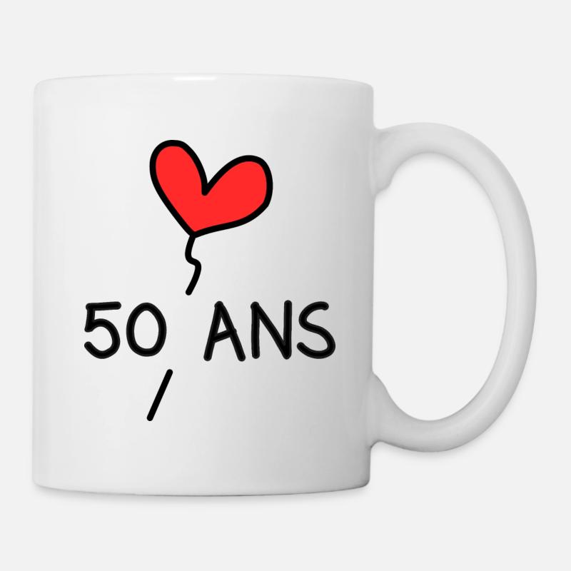 50 ANS. 50e ANNIVERSAIRE. ANNIVERSAIRE 50 ANS. 50 - Mug blanc - blanc