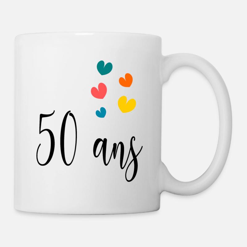 50 ANS. 50e ANNIVERSAIRE. ANNIVERSAIRE 50 ANS. 50 - Mug blanc - blanc