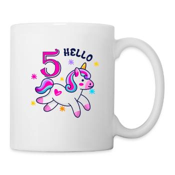 Hello FIVE Unicorn, Fifth birthday, Magical Unicor - Mug - white - Right
