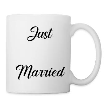 GERADE VERHEIRATET. Junggesellinnenabschied. HEILIGER VALENTIN. LANG LEBE DIE MARIES - Tasse - Weiß - Rechts