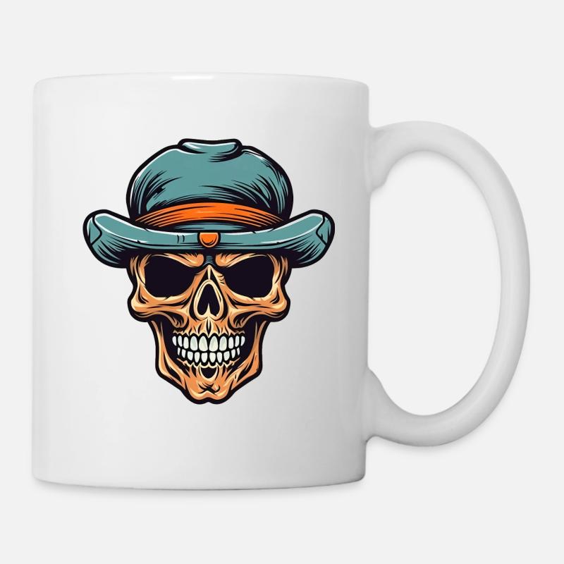 Skull and crossbones with hat - Mug - white