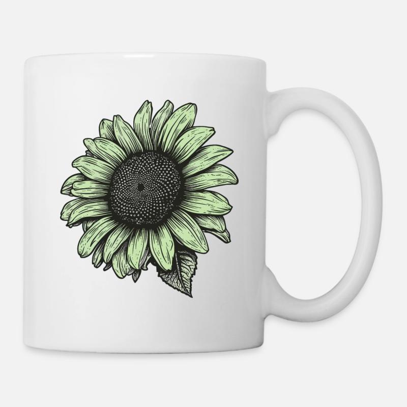 Retro Sunflower Illustration - Tasse - Weiß