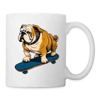 Bulldog on Skateboard - Cool Dog Design - Mug - white - Right