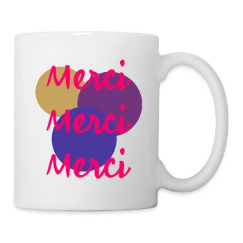 MERCI. THANKS. THANK YOU. ANNIVERSAIRE. NAISSANCE. - Mug blanc - blanc - Droite