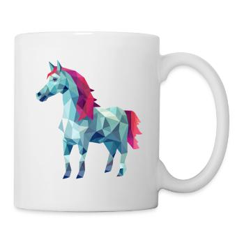 Cheval blanc en design d’art polygonal rose - Mug blanc - blanc - Droite
