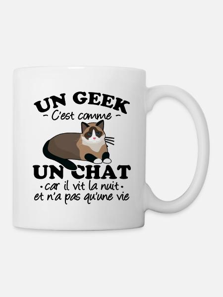 Geek et chat - Mug blanc - blanc