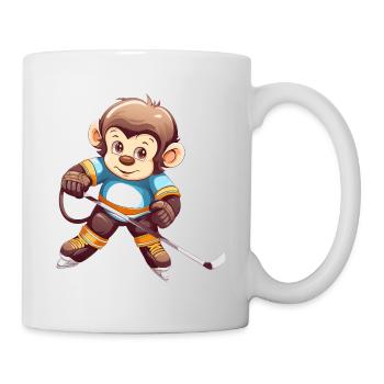 Chimpanzee plays ice hockey, sports - Mug - white - Right