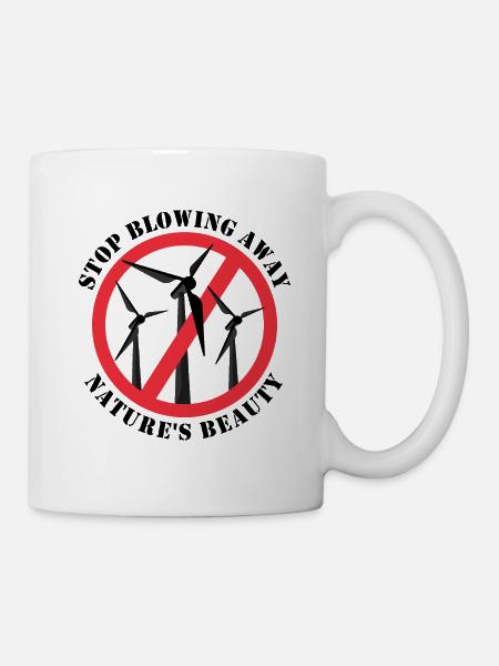 Arrêtez l’énergie éolienne, anti-énergie éolienne, pas d’éoliennes - Mug blanc - blanc