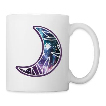 Cute Magical Half Moon Doodle with Galaxy Stars - Mug - white - Right