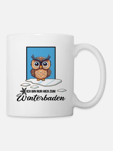 Eisbaden Winterschwimmen Eule Winterbad - Tasse - Weiß