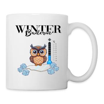Winterbaderin Eisbaden Winterschwimmen Wintereule - Tasse - Weiß - Rechts