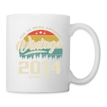 Vintage Retro Stil Jubiläumsgeschenk 2014 - Tasse - Weiß - Rechts