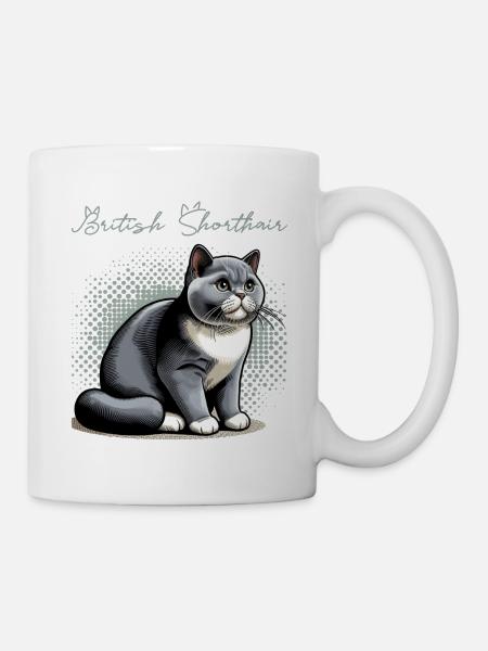 British Shorthair Comic Style - Tasse - Weiß